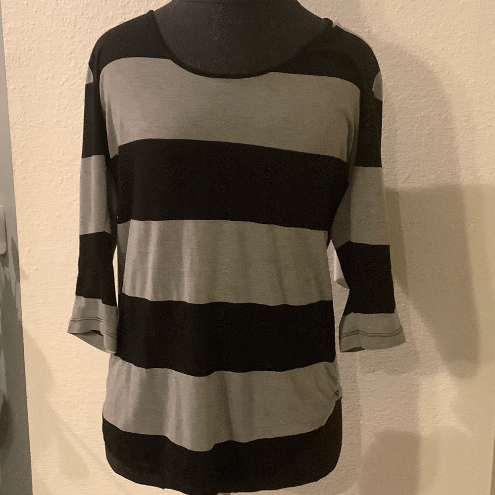 NATION LTD Three-Quarter Sleeve Striped Tee